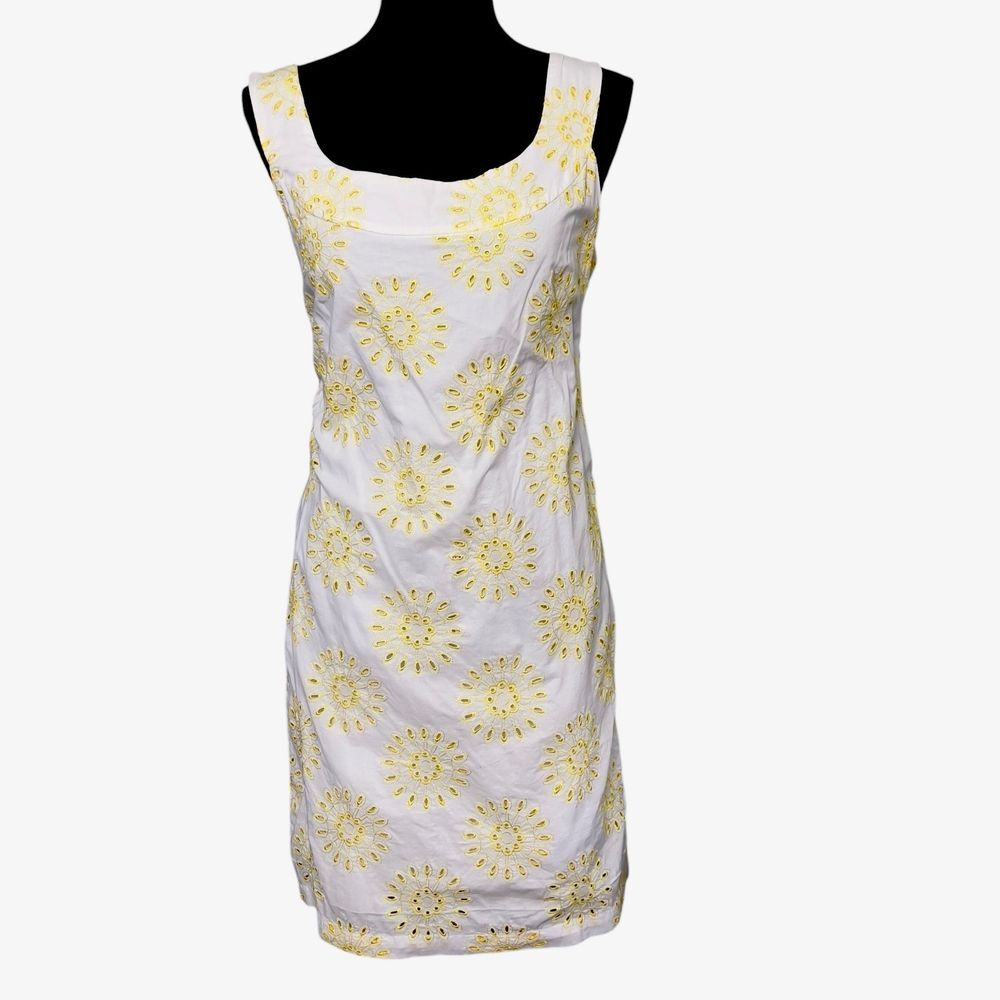 New York & Co Shift Dress 100% Cotton Size 10‎  Embroidered Sleeveless Lined